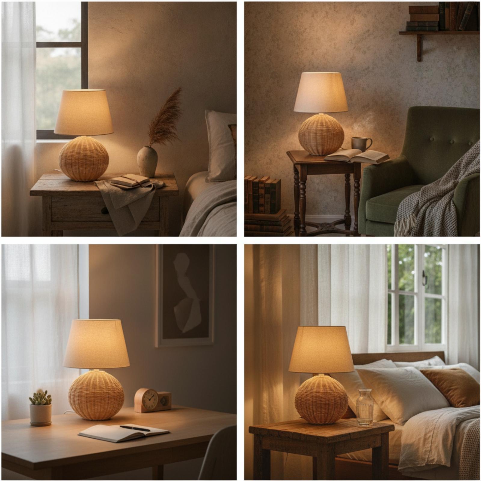 Lampka nocna z rattanową podst – Desk Setup Lamp recenzja i cena