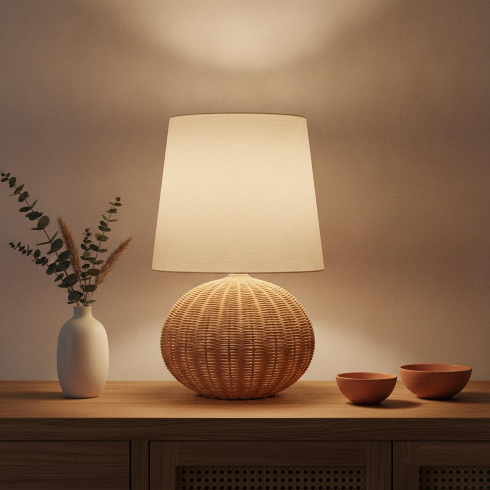 Lampka nocna z rattanową podst – Desk Setup Lamp recenzja i cena