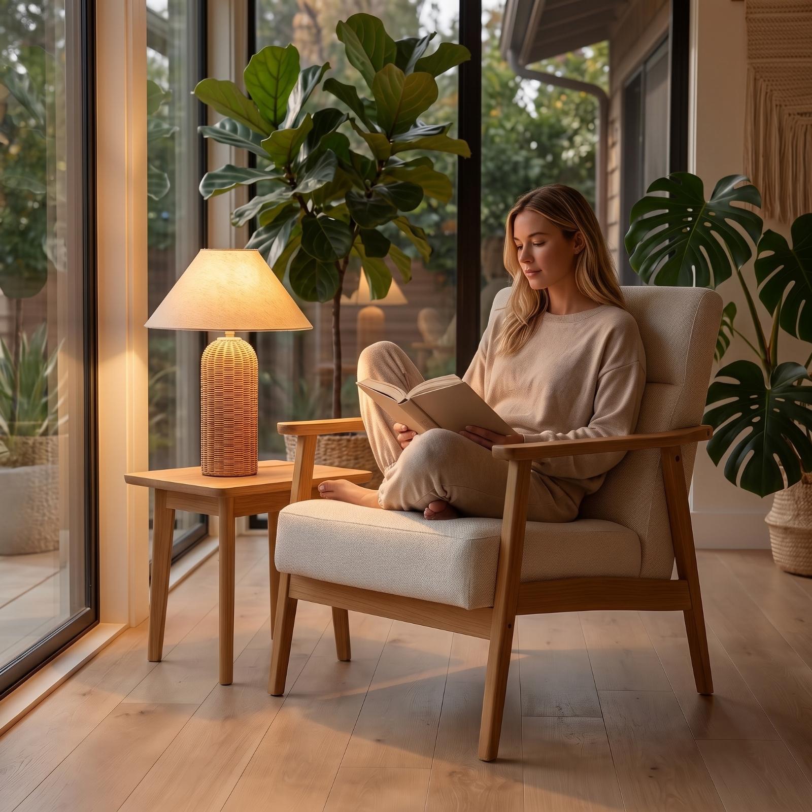Lampka nocna z rattanową podst – Desk Setup Lamp recenzja i cena